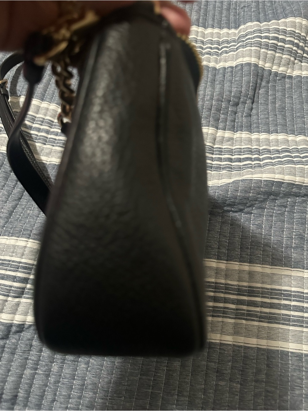 Coach Black Pebbled Leather Shoulder Bag with Gold-Tone Hardware - Picture 5 of 5